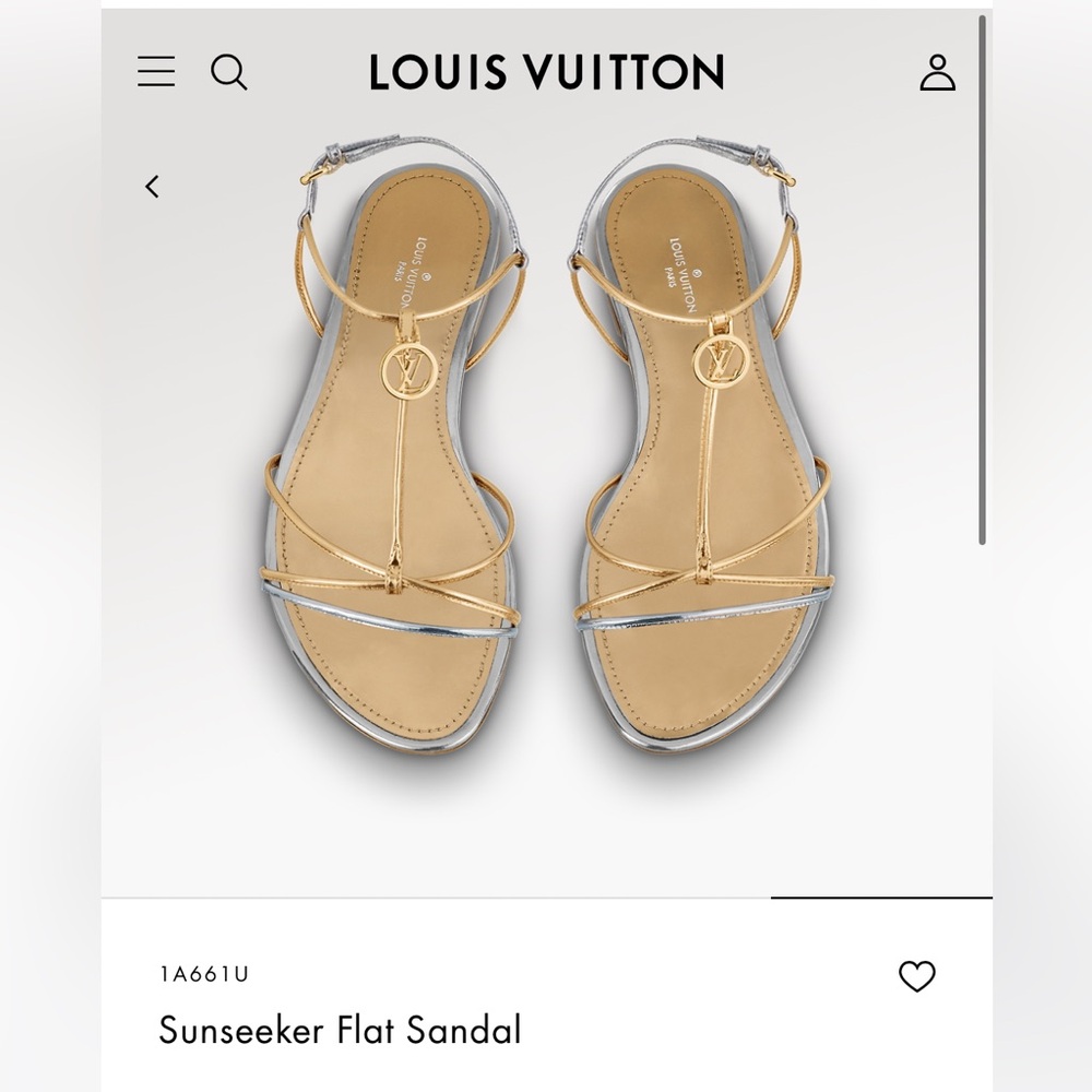 ☀️🪩LOUIS VUITTON Sunseeker Flat Sandal Gold/Silver EU37